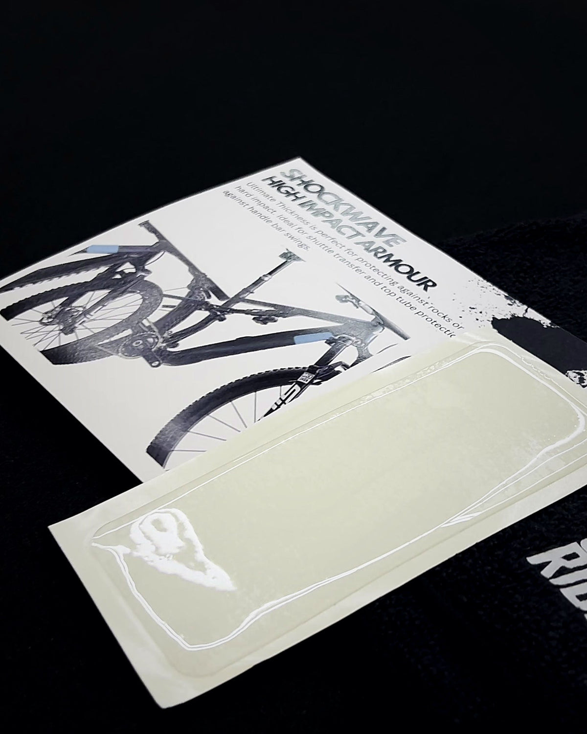 Shockwave impact armour kit and instruction card on an Armour-Ride cloth