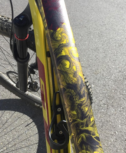Armour-ride The Kraken bicycle Frame protection on yellow bike 
